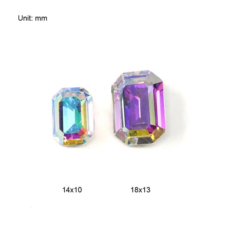 Octagon K9 Glass Crystal Pointed Back Fancy Stones Rectangle Glitter Loose Beads Strass Rhinestone For Clothes Shoes DIY Trim