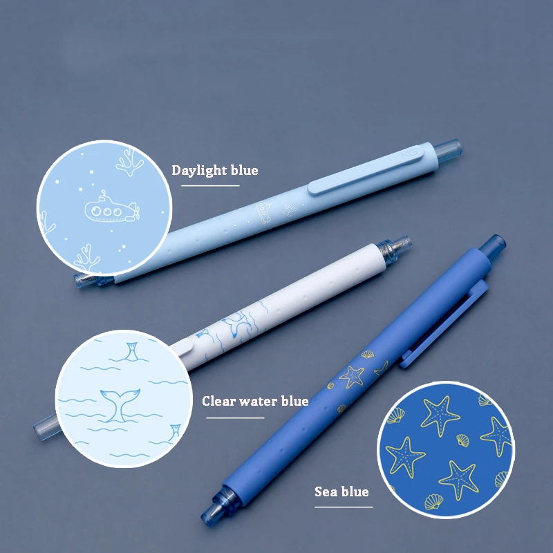 3Pc/Set Kaco Rocket Gel Pens 0.5MM Black Refill Kawaii Ocean Series Neutral caneta boligrafos For School Office Stationery stylo