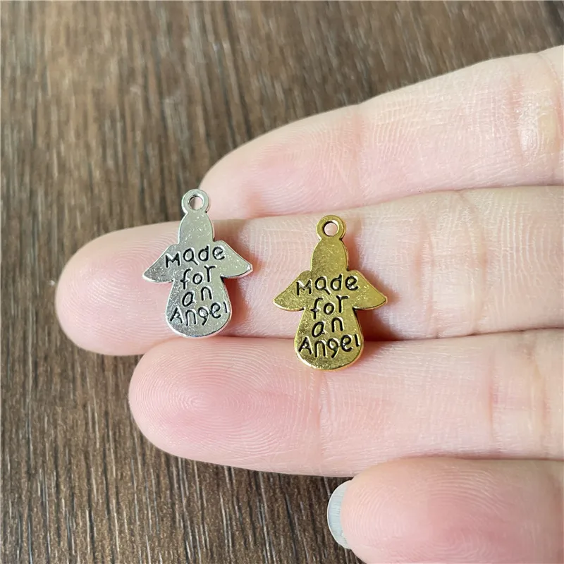 12*17mm Charming Cute Tibetan Silver Gold Glossy Angel Pendant DIY Beaded Bracelet Necklace Earrings Jewelry Making Accessories