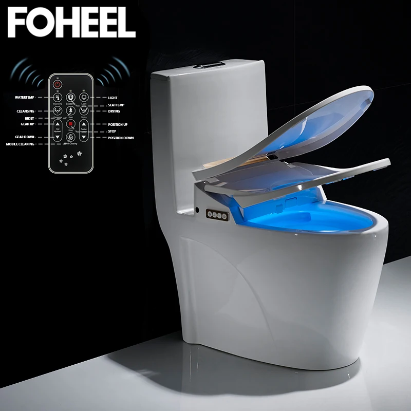 Imagem -06 - Foheel-smart Toilet Seat Cover Bidê Eletrônico Limpe o Aquecimento do Assento Seco wc Inteligente com Luz Led Alta Qualidade F3-9