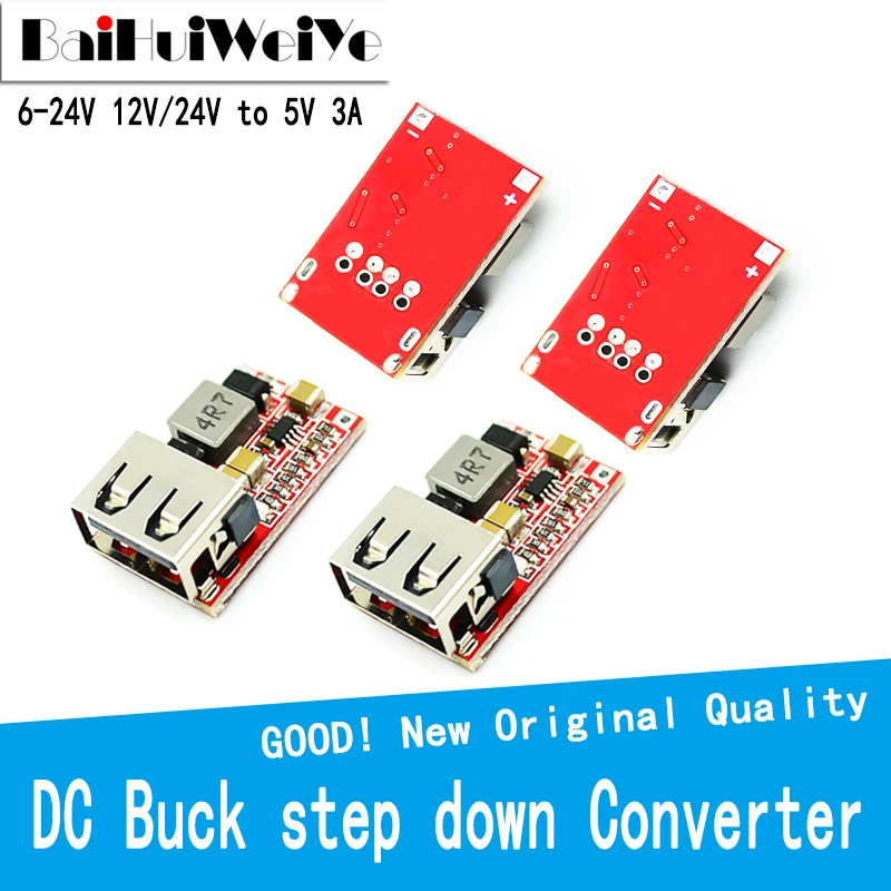 6-24V 12V/24V to 5V 3A CAR USB Charger Module DC Buck Step Down Converter 12v 5v Power Supply Module High Efficiency