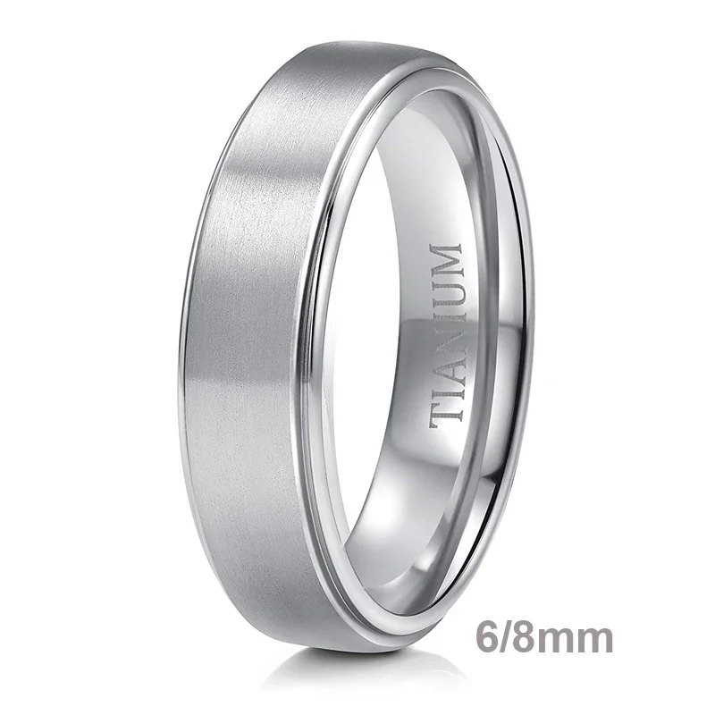 Kolmnsta 6mm Men Ring Titanium Silver Color 8mm Man Women Engagement Ring Wedding Band Simple Finger Rings Brand Jewelry bague