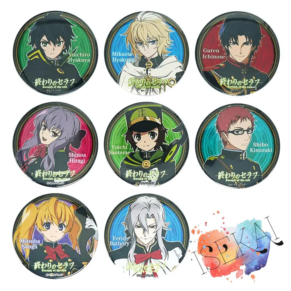 Seraph Anime Owari no Shinoa Hiiragi Ferid Mikaela Yuichiro Metal Badge Brooch Pins