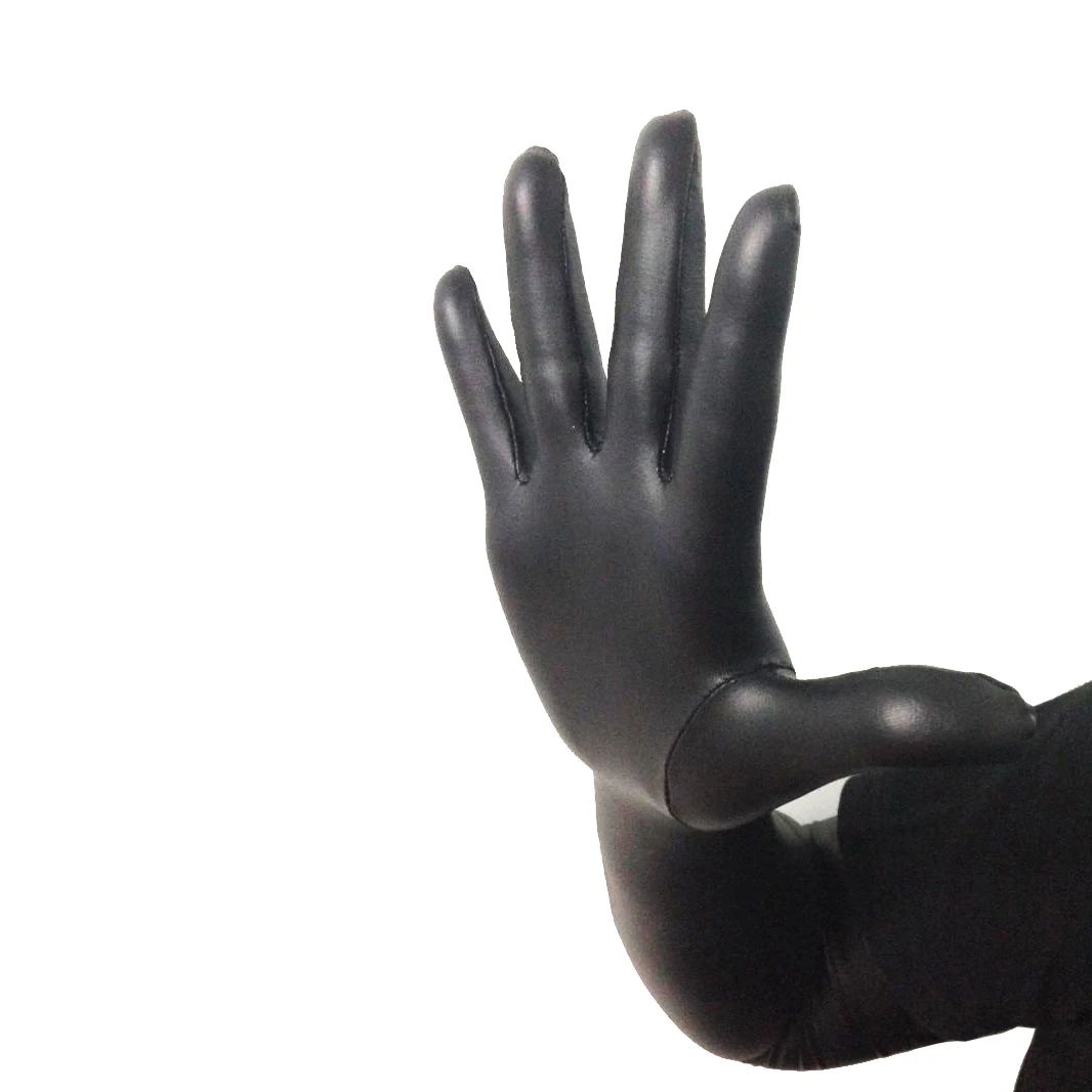 Luxury Customzie Black Metallic Zentai Gloves Men\'s Fetish Long Gloves