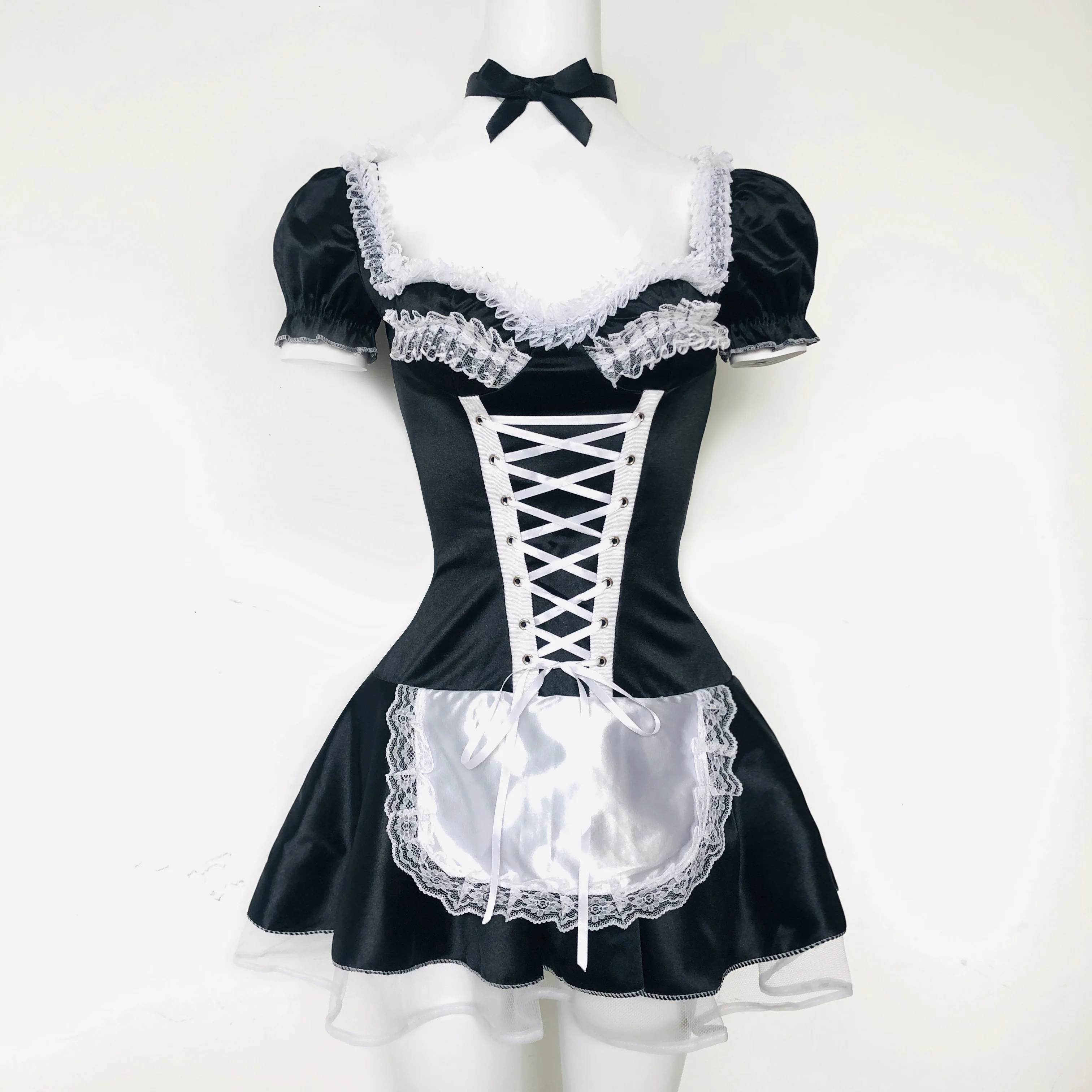 New Fashion Women Sexy Late Nite French Maid Costume Servant Cosplay Sexy Women Dress Exotic Apparel Maid