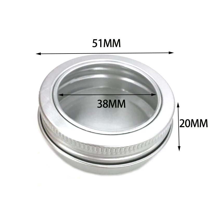 30ML Clear Window Aluminium Screw Tin Bottle Jar Pot Cans Containers Case For Lip Balm Nail Art Makeup DIY Cream Cosmetic Box