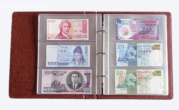5pcs Pages Paper Money Album Currency Banknote Collection Book Storage Album Paper Money Postage Stamps Pocket Holder Book