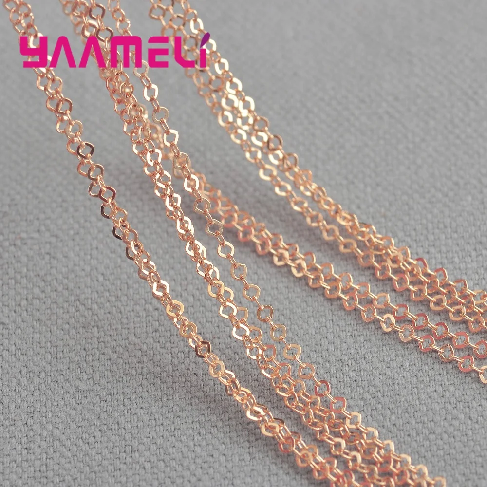 

Promotion 925 Sterling Silver Color Fine Jewelry Top Quality 50pcs Chain Rose Gold/KC Gold Link Chains Necklace Fashion Collar