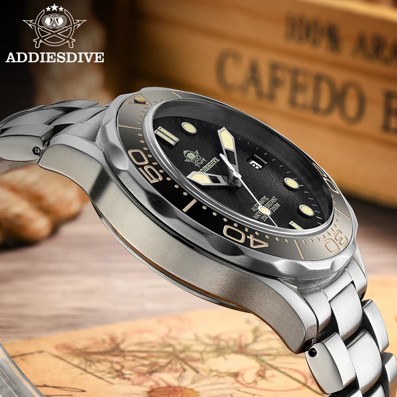 ADDIESDIVE Men Luxury Watch Sapphire Crystal Glass C3 Super Luminous 200m relogios masculino NH35 Automatic Mechanical watches