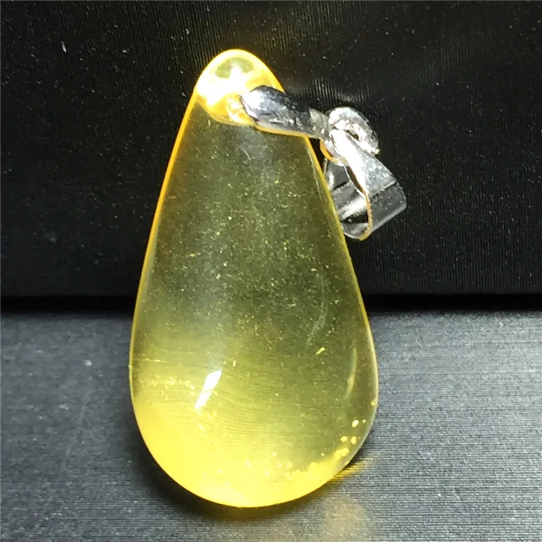 Natural Yellow Amber Pendant For Women Lady Men Healing Crystal Stone 25x13x5mm Beads Wealth Gemstone Silver Jewelry AAAAA