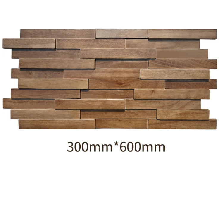 6 PCS Brick Interlocking Ancient Solid Wood Tile 3D Pattern Panel Wooden Mosaic Wall Tiles Backsplash DQ025