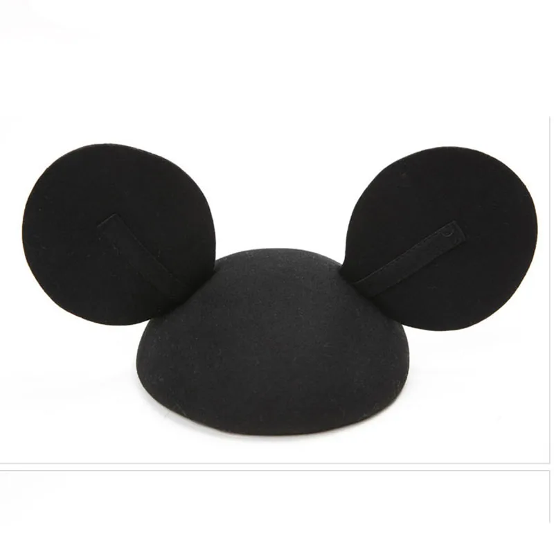 Lovely Beret Hats Mickey Ears Wool Felt Hat Women Bowler Fashion Girls Hat Cap Stage Performance Headdress Fedoras