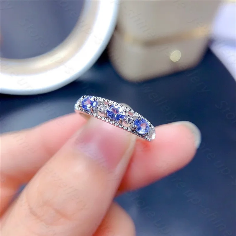 

Natural Tanzanite Ring 925 Silver Women's Ring Simple Atmosphere elegant