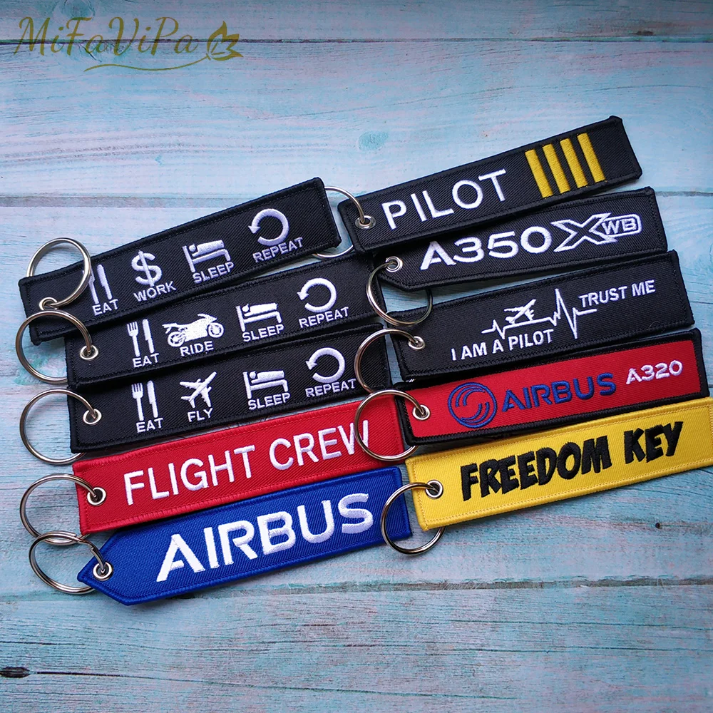 2 PCS MiFaViPa Fashion Trinket Keyring Woven Flight Crew Pilot Gift Aviation Aircraft Key Chain Airbus Plane Pilot Keychains