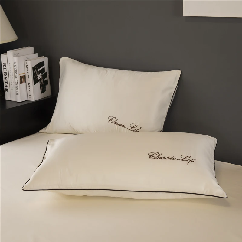 Two Side High Quality Rayon Pillowcases High-End Embroidery Solid Color Pillow Case Pillowcase for Healthy Sleep 48x74