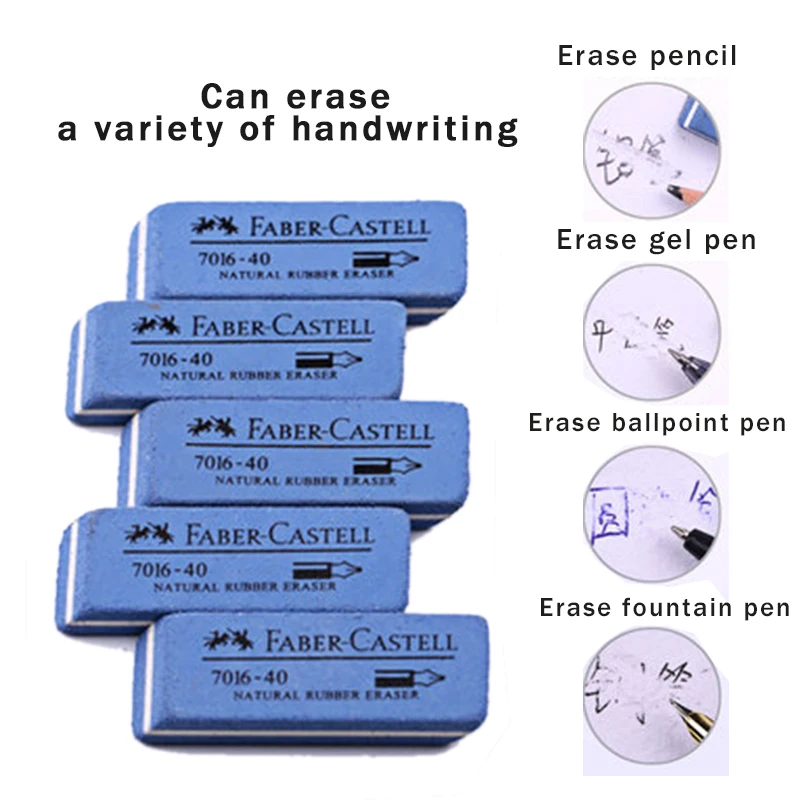 Faber Castell 7016 Natural Rubber Eraser for Gel/Ink/Ballpoint/Fountain Pen Sand Rubber Eraser Erasable School Exam Supplies