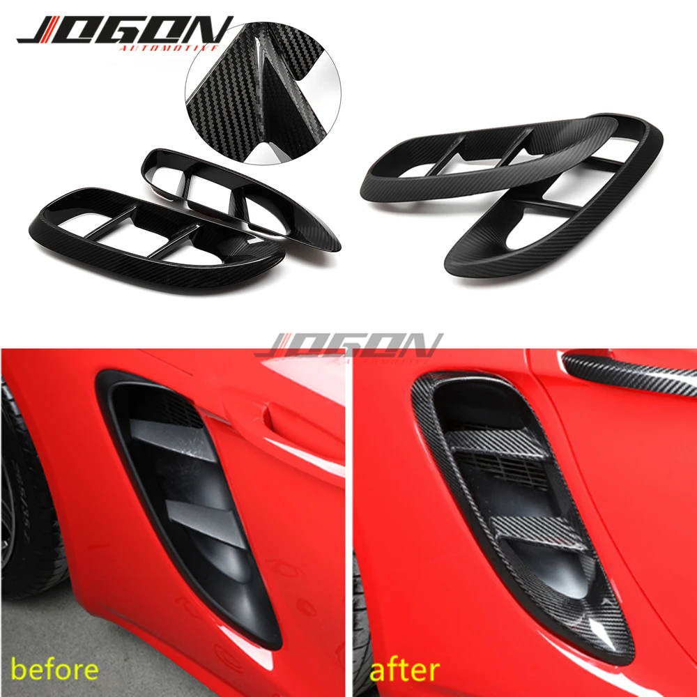 Real Carbon Fiber Side Air Vent Outlet Cover Trim Sticker Decoration For Porsche 718 Boxster Cayman Cayenne 2016 - 2019