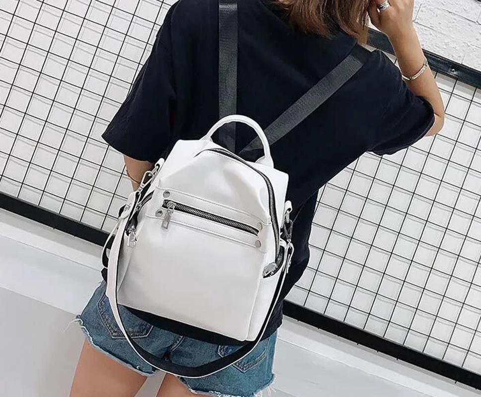 Wholesale New Fashion Solid Leather Women's Small Backpack Cute Girls Casual Double Shoulder Bags Outdoor Travel Bag