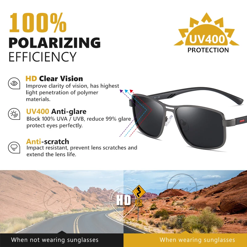 2026 Top Men Polarized Sunglasses Anti-UV Driving Frishing Sun Glasses For Men Square Goggles Eyewear Gafas De Sol zonnebril