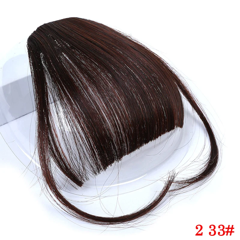 Pageup Short Synthetic Neat Air Bangs Hairpiece Fake Fringe Clip In Hair Extensions Black Brown Blonde For Women Fake bangs