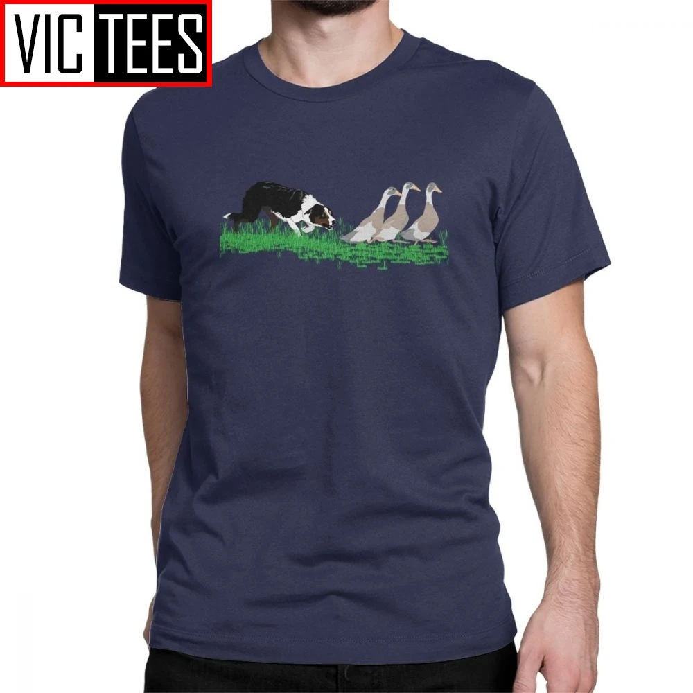 Border Collies Have Their Ducks In A Row T-Shirt for Men Dogs Lover Pet Collies Dog Cotton Tees Short Sleeve T Shirts Europe