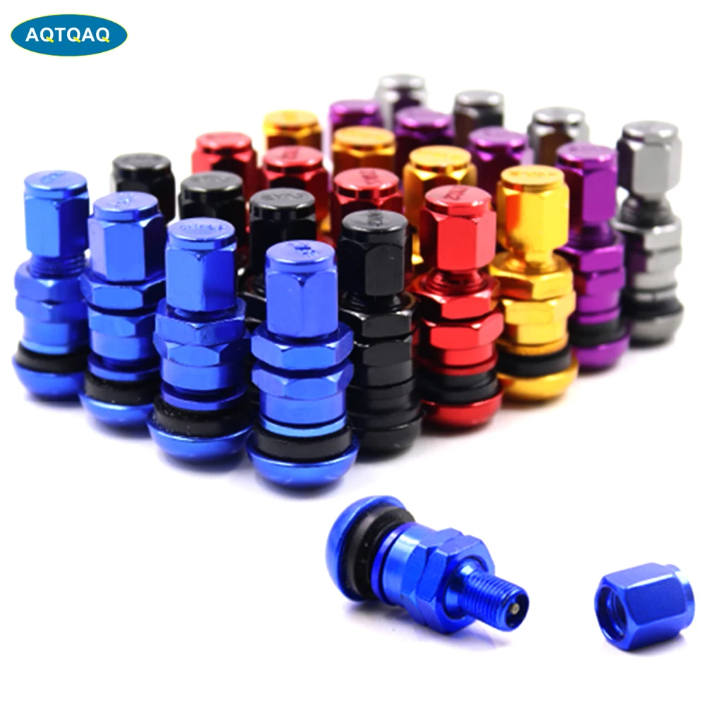 4Pcs Car Truck Motorcycle Valve Short Stems Metal Bolt Tire Valve Stem Kit with Dust Cap