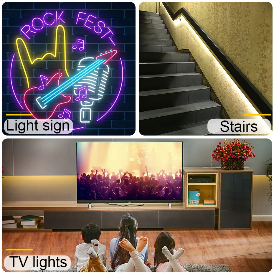 LED Strip Light 2835SMD DC12V Hand Sweep Switch Flexible Neon Rope Lights IP67 Dimmable Tape Ribbon For DIY Home Decoration