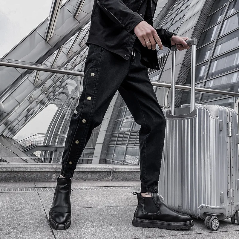 ICCLEK 2021 Fall New Jeans Buttoned Pants Men's Jeans Harem Pants Bunch Legs Men's Casual Pants Men Jeans Pants  Skinny Jeans