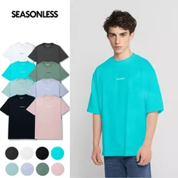 SEASONLESS Basic Oversized 100% Cotton T Shirt Men Crew Neck Hip Pop 2021 New Causal Essential T-shirt Soft  Streetwear Ins