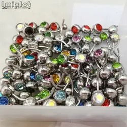 10pcs/lot Multicolor Crystal Piercing Navel Surgical Steel Rhinestone Belly Button Rings Navel Piercing Ombligo Ball Nombril