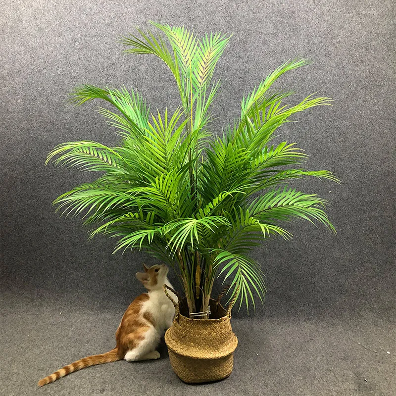 

98cm Large Artificial Palm Tree Tropical Tall Plants Fake Plastic Green Palm Leaves Ground Pot Plant For Home Wedding Decoration