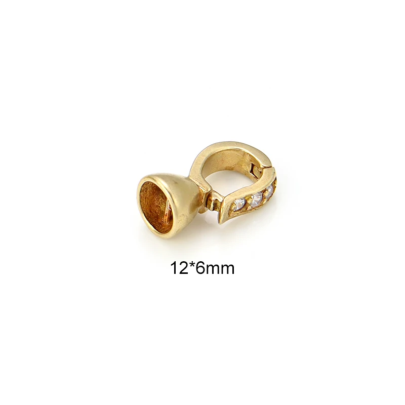 2pcs Copper Simple/Inlay Diamond Bell Shape 12x6mm Transfer Buckle Link Clasp For Bracelet/Sweater Zipper Jewelry Accessories