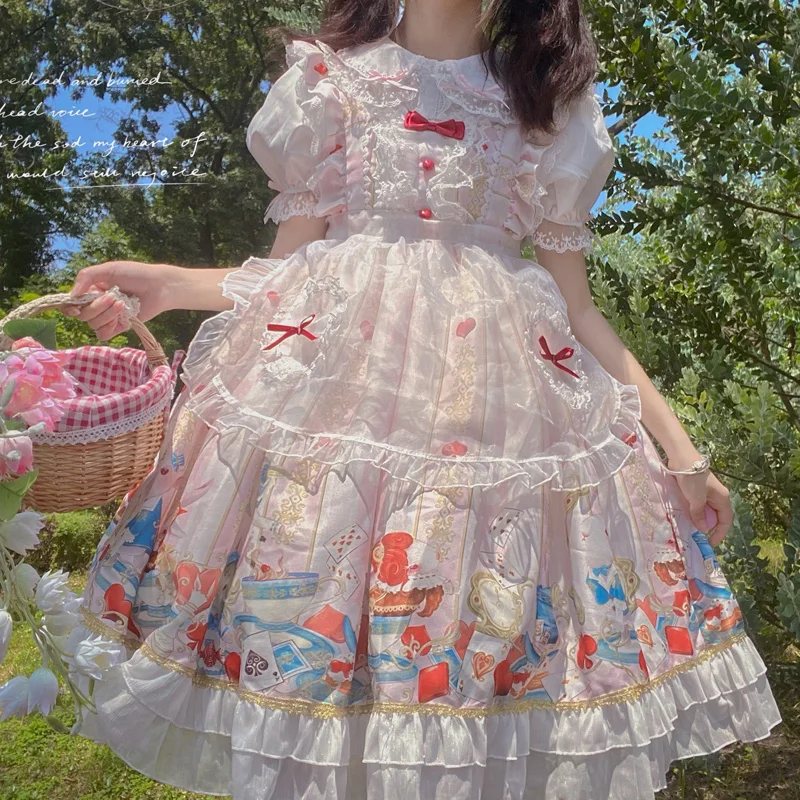 japanese fashion  sweet Lolita Dress Alice Afternoon Tea Strap JSK Dress kawaii clothing  gothic lolita