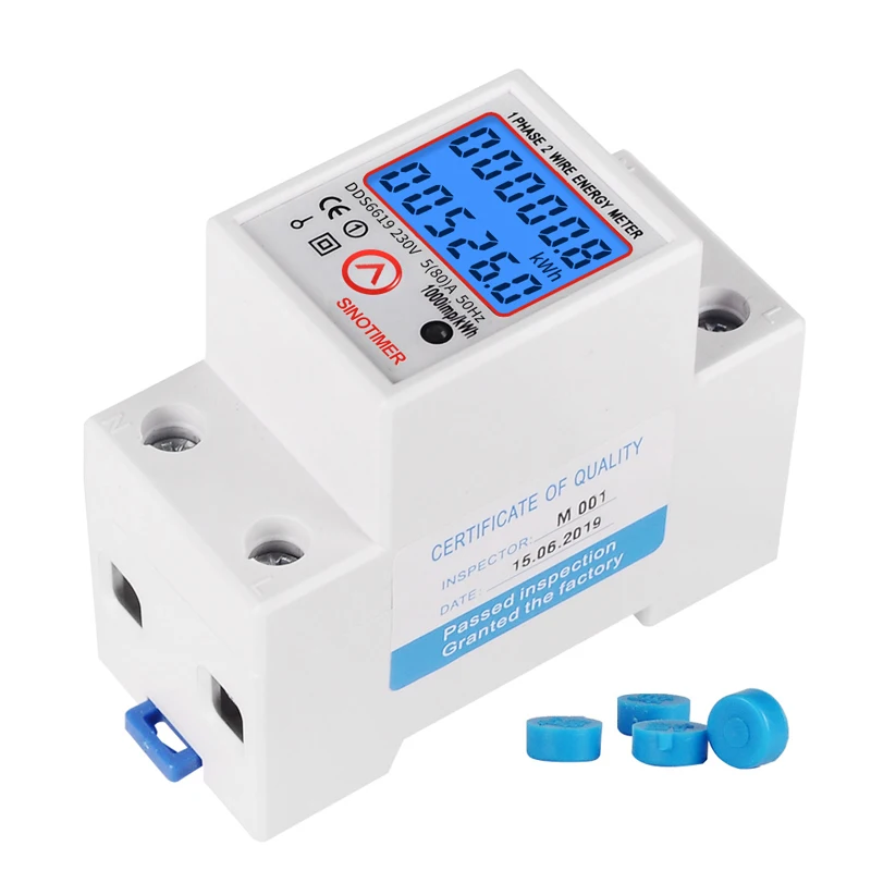 Din Rail Digital Single Phase Reset Zero Energy Meter kWh Voltage Current Power Consumption Meter Wattmeter Electricity 220V AC