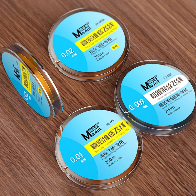 0.009mm 200M Superfine srebrny drut skoku 0.02/0.01mm drut miedziany Ultra Fine Fly Line dla iPhone linii papilarnych płyta główna Chip naprawy