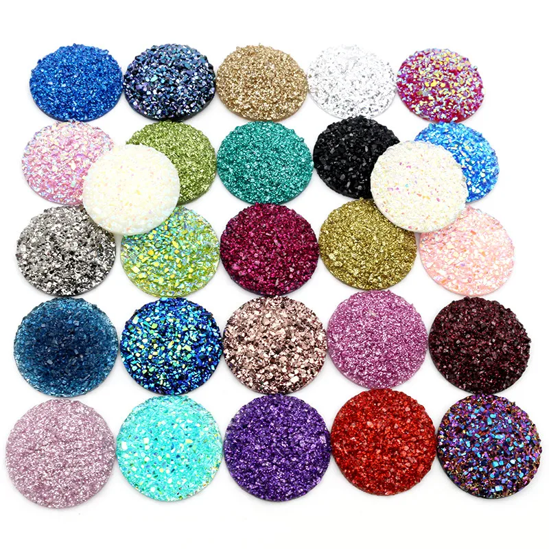 

New Fashion 10pcs 20mm 25mm Mix Colors Natural ore Style Flat back Resin Cabochons For Bracelet Earrings accessories