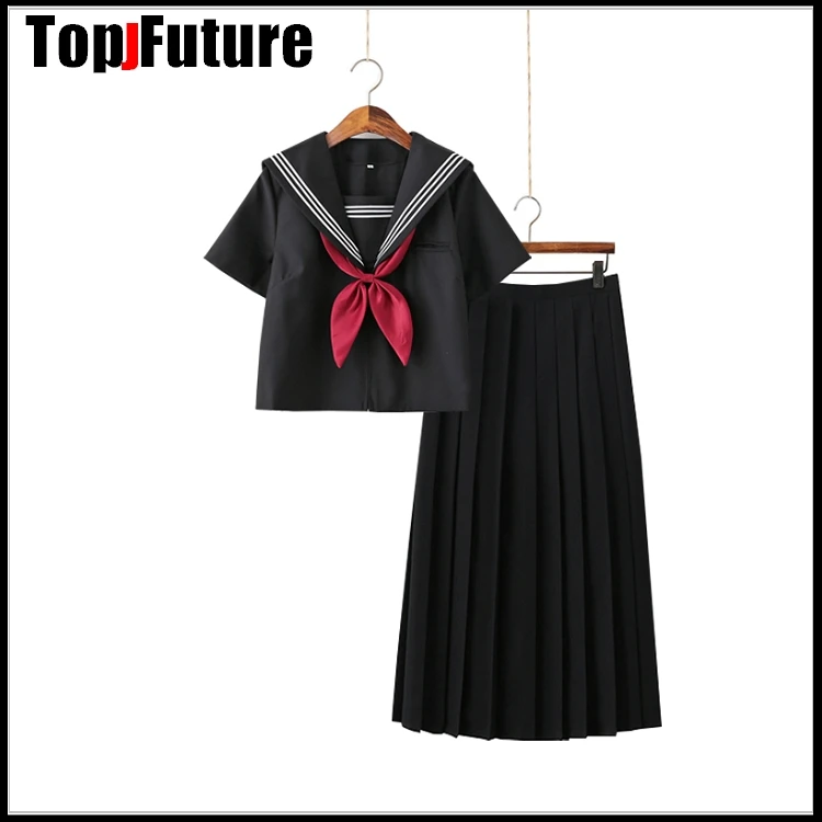 Basic JK uniform dress orthodox black Guanxi Lapel improved white three sailor suit Japanese summer student SCHOOL UNIFORM suit