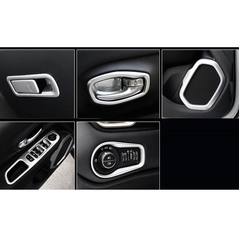 Interior Steering Wheel Reader lamp Gear Knob Cover Trim Chrome Car Styling 2016 2017 2018 For Jeep Renegade Accessories