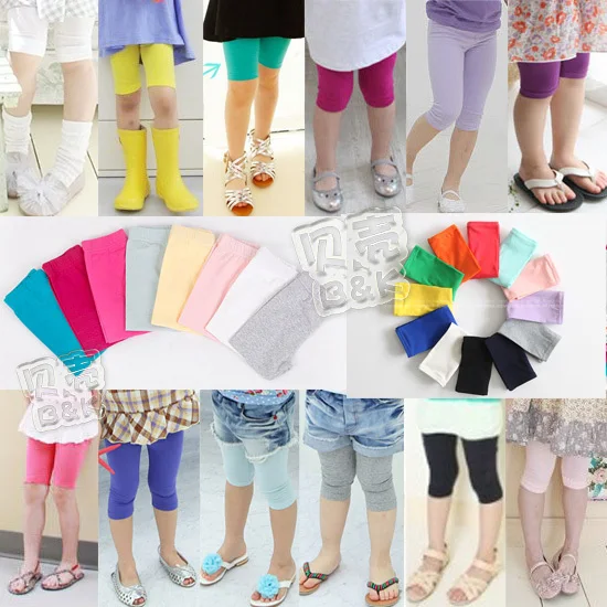 Girls leggings children summer cotton legging candy color leggings girl short pants fifth pants kid girls pants cotton knitted