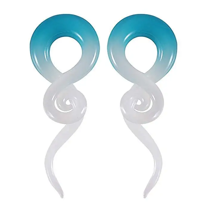 Cono espiral de cristal pyrex para oreja, expansor de estiramiento, piercing, joyería corporal, pircing, 5-16mm, 1 par - 1
