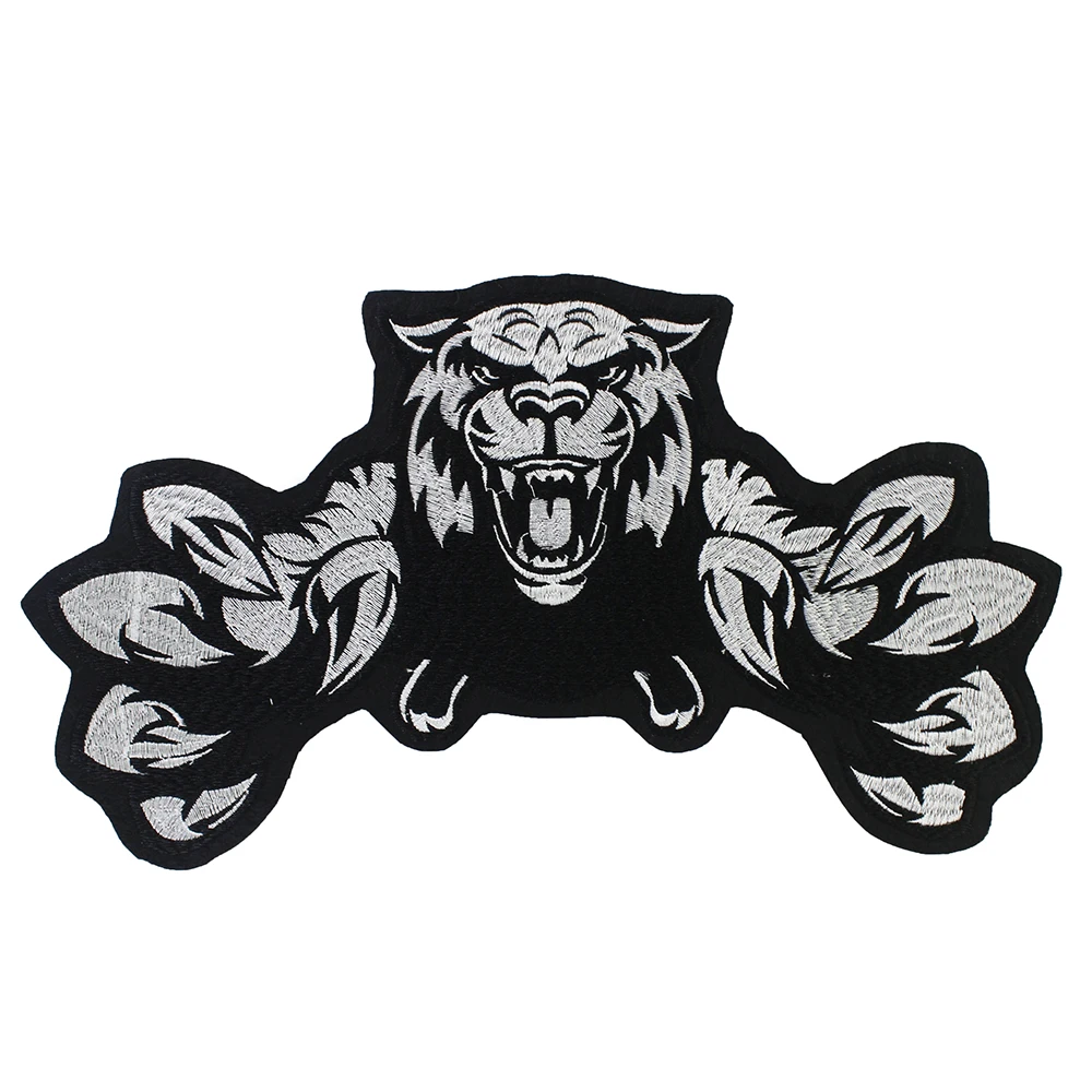 Tiger Embroidery Patches Rock Jacket Back Patches Applique Iron on Sticker Badges