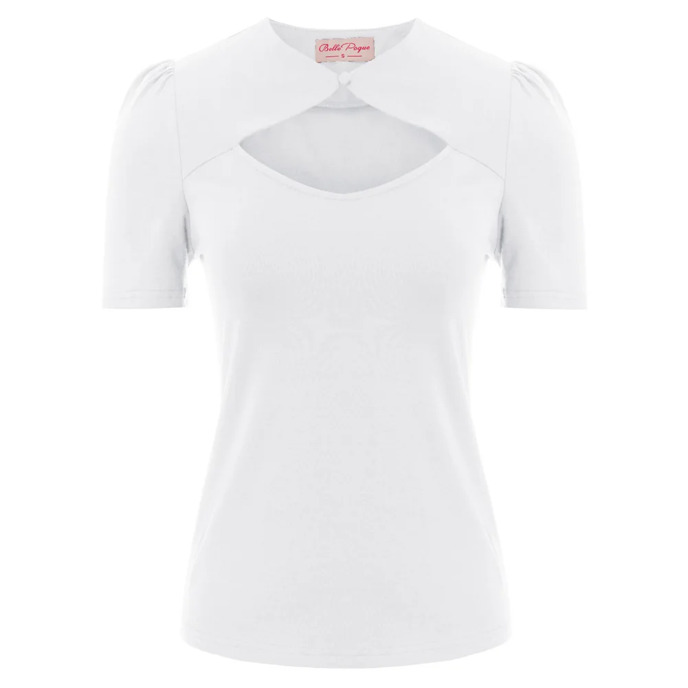 Belle Poque Summer Blouses Vintage Retro Sexy Women\'s Shirts Short Sleeve Hollowed Front Cotton Tops Comfortable Shirts Elegant