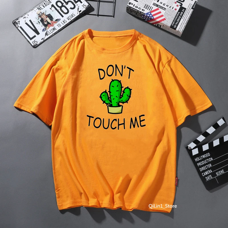 

funny t shirt women don't touch me letter print female t-shirt cute cactus solid tshirt femme harajuku kawaii clothes Streetwear