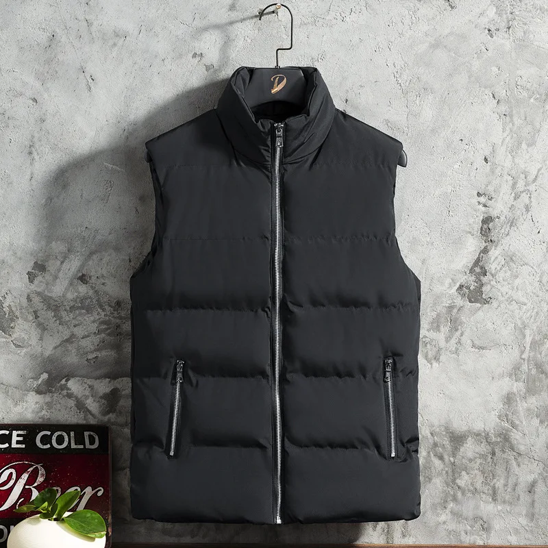 Men's Waistcoat Autumn and Winter Fashion Collar Down Cotton Jacket Self-cultivation Youth Version Thickened Shoulder Warm Vest