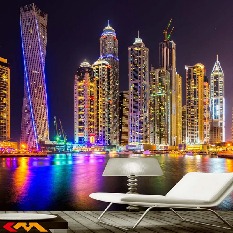 

Custom Wall Mural Wallpaper City Night View Photography Photo Background Decorative Painting Wall Papers Home Decor Living Room