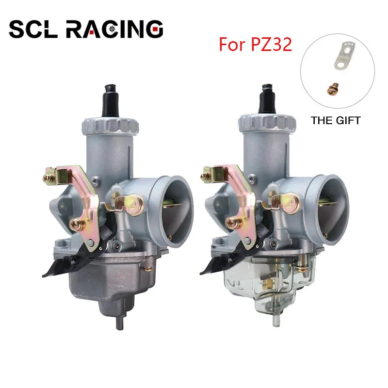 SCL Racing Cable Choke Motorcycle 32mm PZ32 Carburetor With Grey Nylon Float Bowl For Keih PZ32 Carb Motorcycle Carburetor PZ32