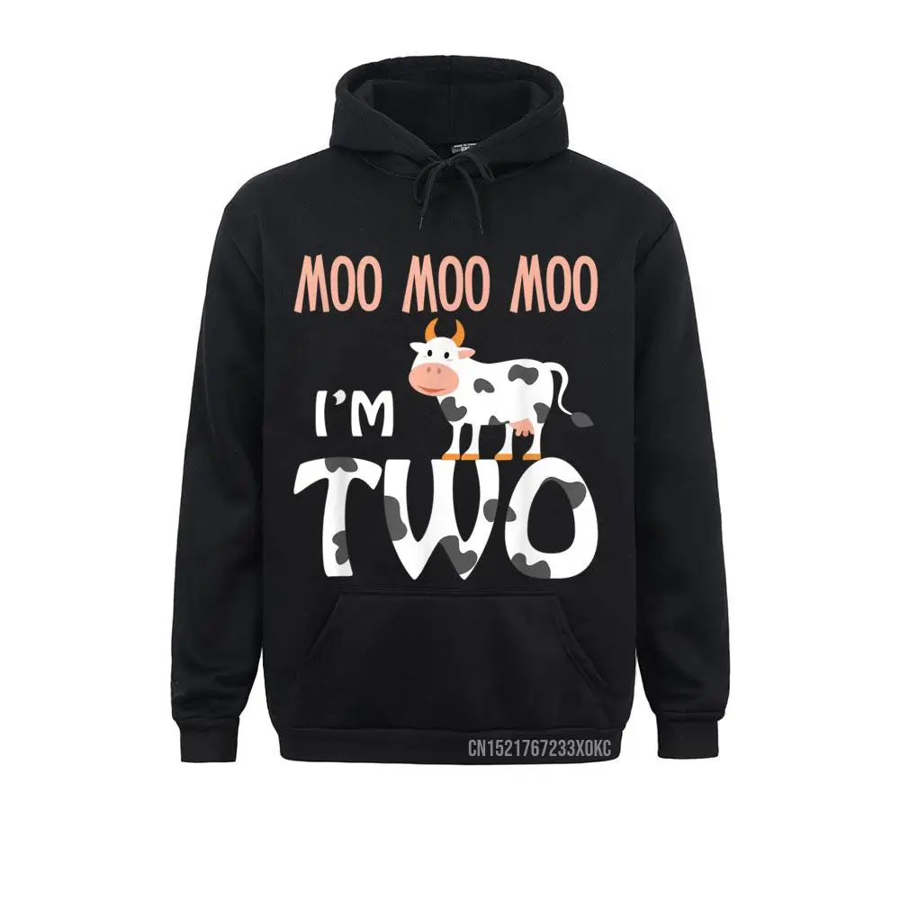 

Moo Moo I'm Two 2nd Second Birthday Cow Lover Hilarious Gift Hoodies For Men Party Sweatshirts Family Hot Sale Hoods Long Sleeve