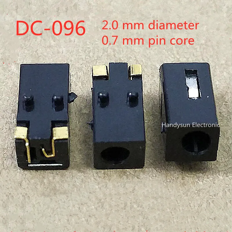 Toma de corriente de CC DC-096, Pin de cobre chapado en oro, interfaz de Base hembra, Chip interno, accesorios de teléfono, Conector de Panel de 2,0mm de diámetro