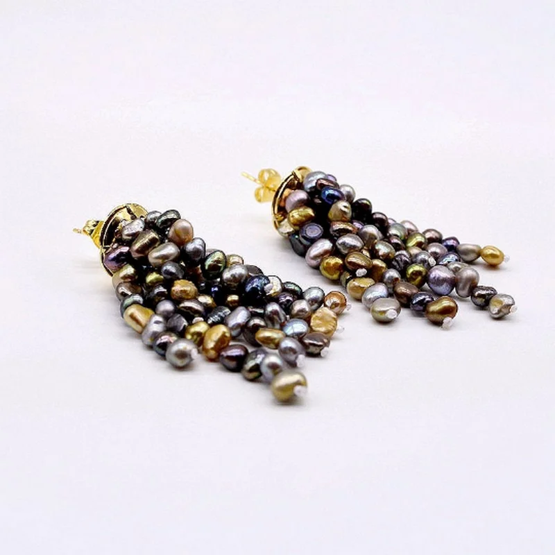 Tassel Earrings Natural Small Baroque Pearl Long Earrings White/Colored Pearls Handmade Vintage Gold Earrings Women\'s Earrings