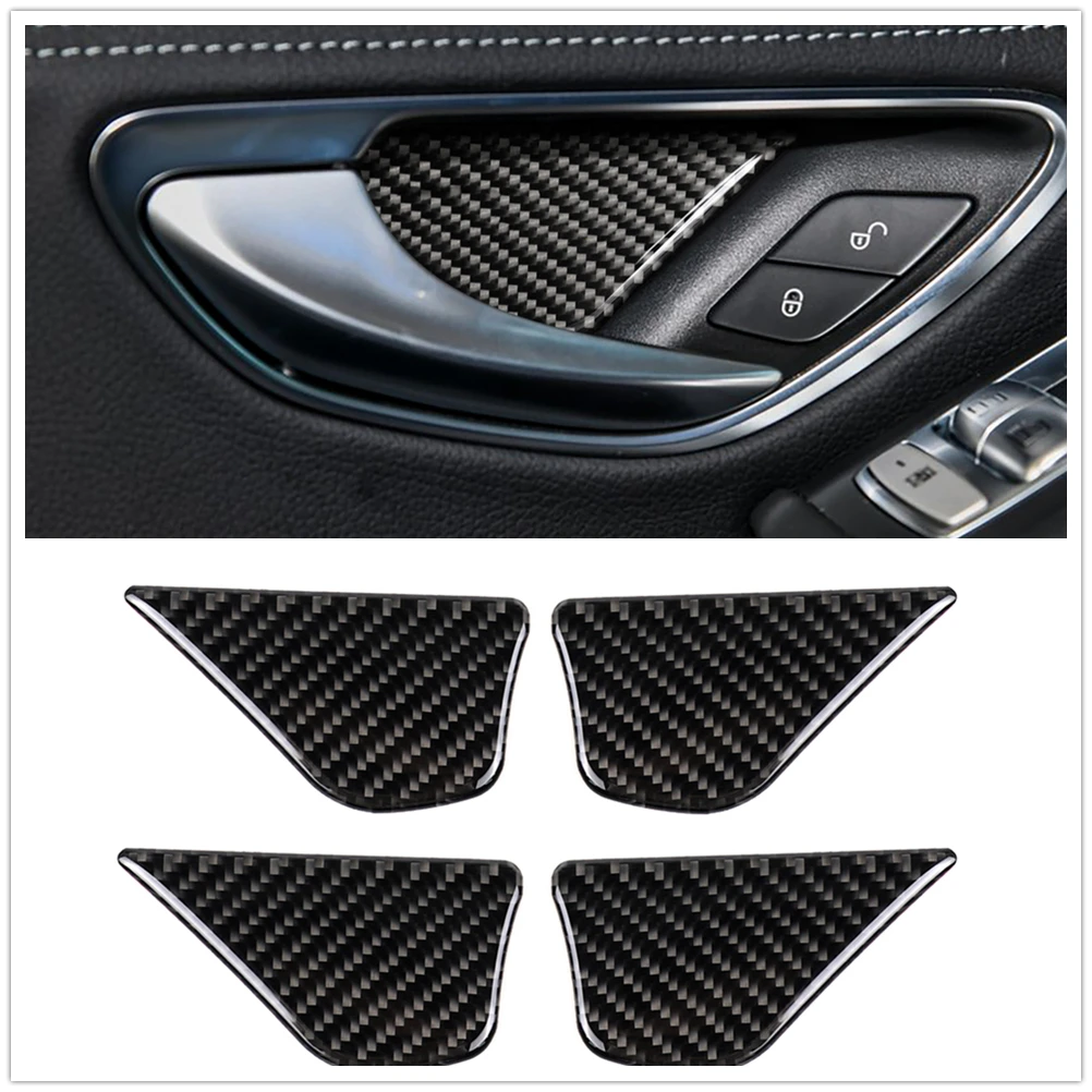 

For Mercedes Benz C Class W205 C180 C200 C300 GLC X253 GLC260 2015-2022 Interior Door Handle Bowl Panel Cover Tirm Carbon Fiber